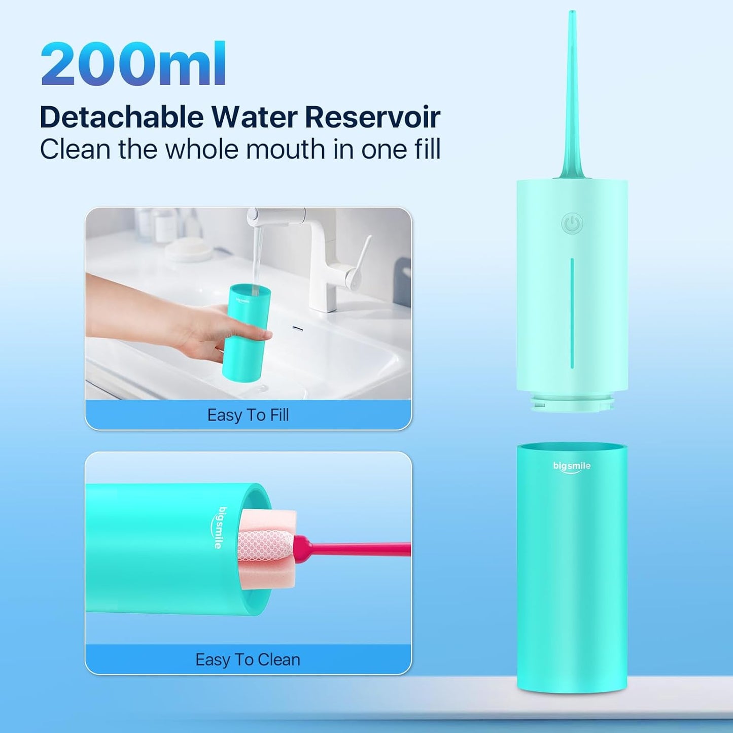 Powerful Cordless Water Flosser for Healthy Gums Rechargeable Dental Oral Irrigator for Daily Cleaning of Sensitive Gums, Orthodontic Braces or Tonsils to Help Prevent Infections and Bad Breath(Blue)