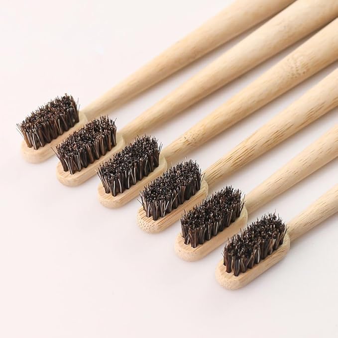 Horse Bristle Bamboo Toothbrush Manual Toothbrush None Plastic&Nylon 6 Pieces (6)