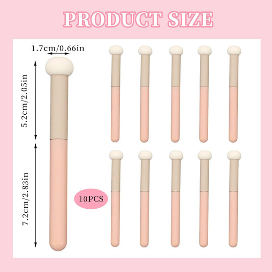10 Pcs Makeup Applicators, Concealer Sponge With Handle, Round Mushroom Makeup Brushes, Soft Fluffy Face Blenders & Sponges Applicator For Women Girls (Pink)