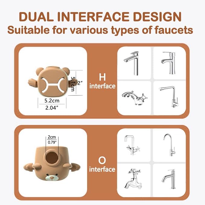 DLUCKY Faucet Extender for Sink Easy Use Sink Faucet Extenders with Temperature Sensitive for Toddlers, Kids Hand Washing Faucet Extension for Bathroom Sink, Kitchen, Brown