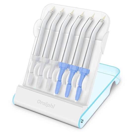 Replacement Tips for Waterpik Water Flosser (6 Periodontal Tips + Storage Case Combo)