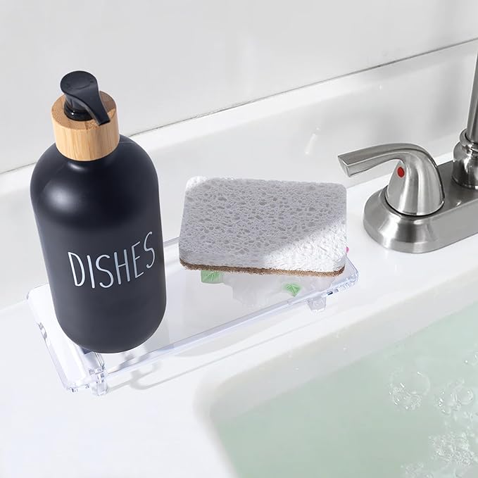 Acrylic Bathroom Counter Tray: Water-Resistant Kitchen and Bathroom Tray Countertop Decor,Perfect for Soap Dish,Vanity,Plant,Candle Decor,and Riser Organizer-Small