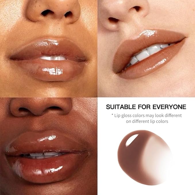 Browm Honey Butter Lip Stain Tinted Lip Gloss, Shine Moisturizing Plumper Liquid Lipstick for Women,Natural Nourishing Hydrating Lip Balm for Dry Lips,Lightweight Lip Liner Care Makeup,Vegan #8