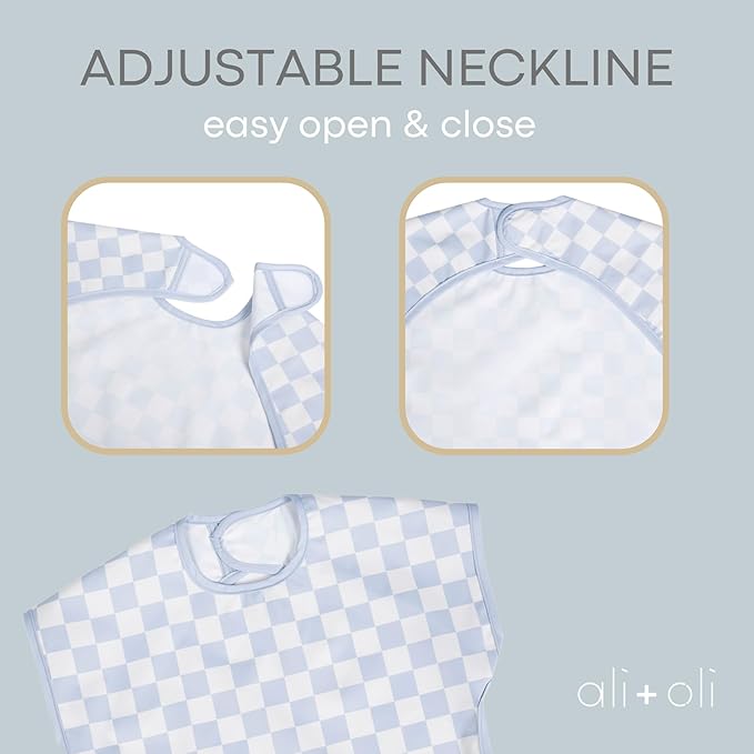 Ali+Oli Smock Bibs for Babies, BPA-Free Oeko-Tex Certified, Waterproof Baby Smock, Machine Washable, Toddlers Ages 6m+