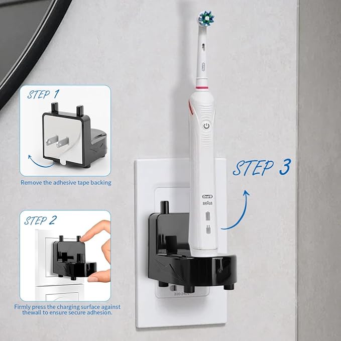Electric Toothbrush Charger for AquaSonic Electric Toothbrush, Wireless Wall Charger for AquaSonic Black Series/AquaSonic Vibe Series Toothbrush, Save Space/Waterproof/Portable (Black)