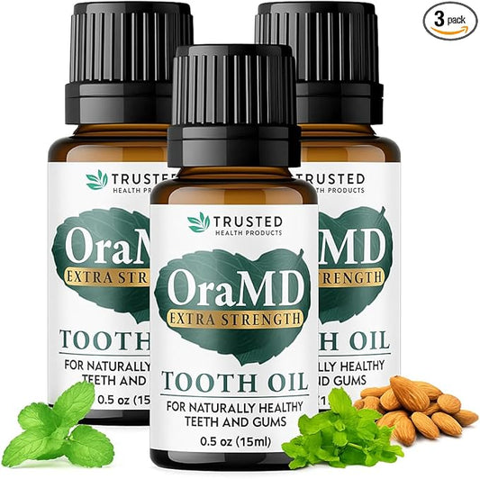 OraMD 4-in-1 Extra Strength Tooth Oil - Clinically Tested Gum Disease Treatment, Gingivitis Treatment and Sensitive Teeth and Gums - All-Natural (3 Pack)