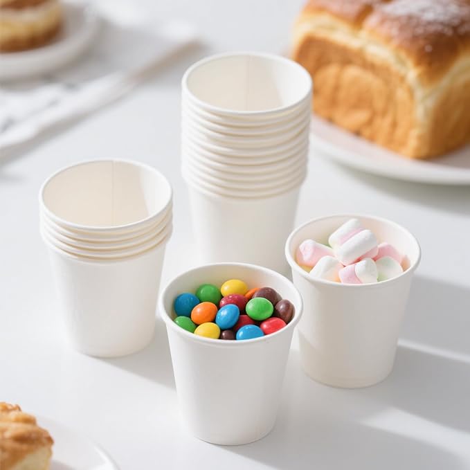 100 Pack 3 oz Paper Cups, Disposable Bathroom Cups, Small Mouthwash Cup White Paper Drinking Cup for Party,Picnic,Travel and Events