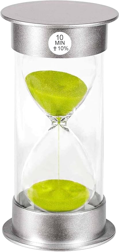 SuLiao Sand Timer 10 Minute Hourglass, Green Sand Watch 10 Min, Large SandClock Ten Minute, Colorful Plastic Hour Glass Sandglass for Kids, Games, Classroom, Kitchen, Decor