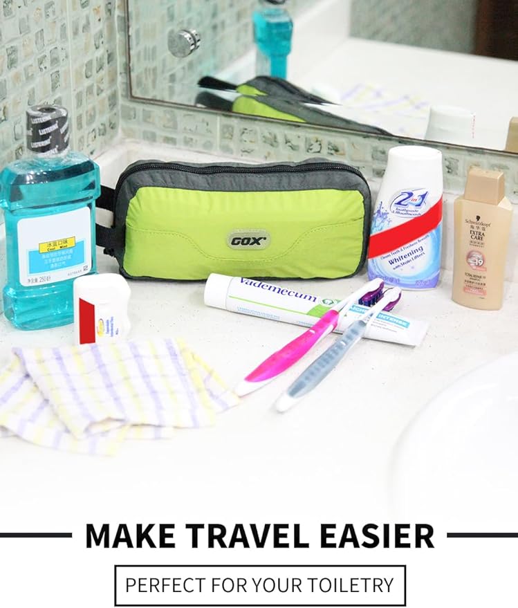 GOX Travel Toiletry Bag,Dopp Kit Case,Ultra-Light Cosmetics Bag Makeup Organizer(Green)