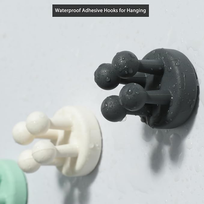 iBetterLife Silicone Toothbrush Holders for Bathrooms - 6Pcs Razor Holder for Shower Wall Mounted Self Adhesive Multifunctional Cute Hook for Kids Hanging Tooth Brush for Kitchen Living Room Office