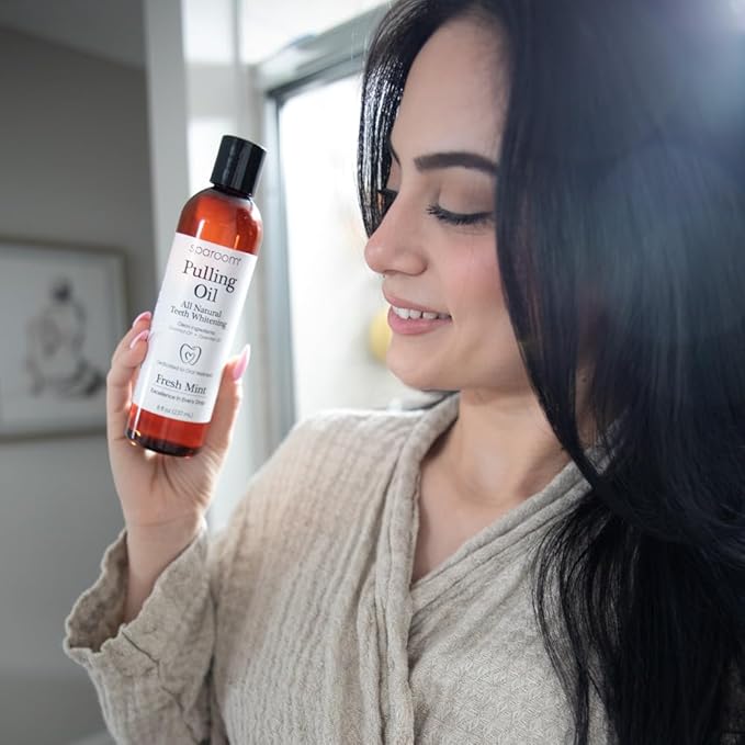 SpaRoom Oil Pulling for Teeth and Gums – 2 Pack Coconut Oil Pulling for Teeth with Tongue Scraper, Fresh Mint, Natural Mouthwash Alternative for Gum Health, Oral Hygiene, and Breath Support, 16 fl oz