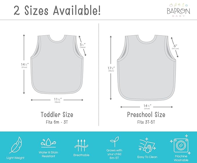 BapronBaby Neon Fruit Monster Bapron - No Neck Tie Safer Bib for Baby & Toddler - Soft Waterproof Stain Resistant - Machine Washable - Sz Preschool 3-5yrs