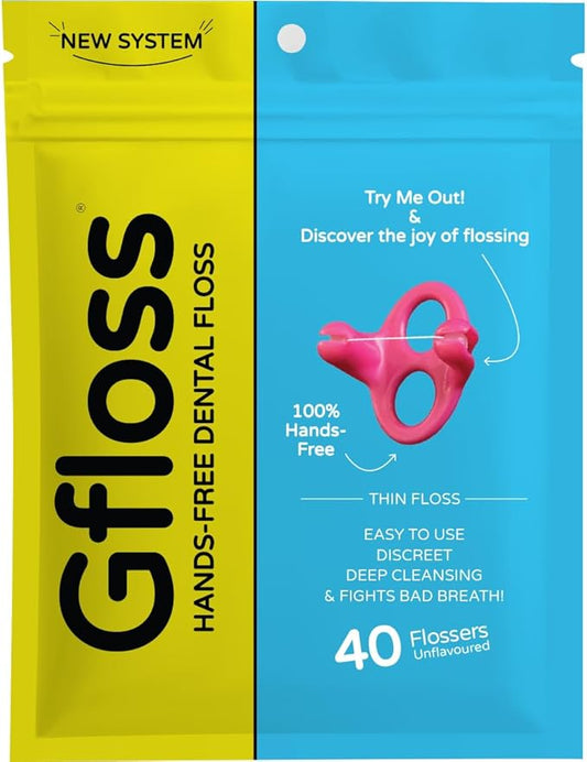 Hands-Free Dental Floss - 40 Count - Easy to Use & Discreet Flossers for Adults | Travel Floss | Thin Soft Floss for Tight Teeth | Unwaxed Unflavored | PFAS-Free Oral Care
