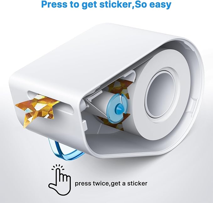 Manual Sticker Dispenser for Rolls of Stickers with 1520Pcs 1Inch Gold Star,Red Heart,Smiley Face Stickers for Kids Reward,Behavior Chart,School Classroom Student Teacher Supplies Gifts(Blue)