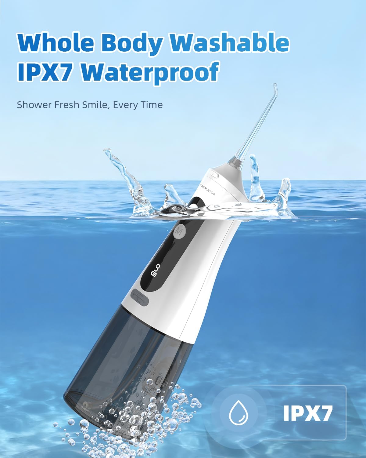 Water Dental Flosser, 300ML Cordless Oral Irrigator Rechargeable Dental Flosser Picks with 9 Levels 5 Jet Tips,IPX7 Waterproof Teeth Cleaner for Braces Gum Care (White)