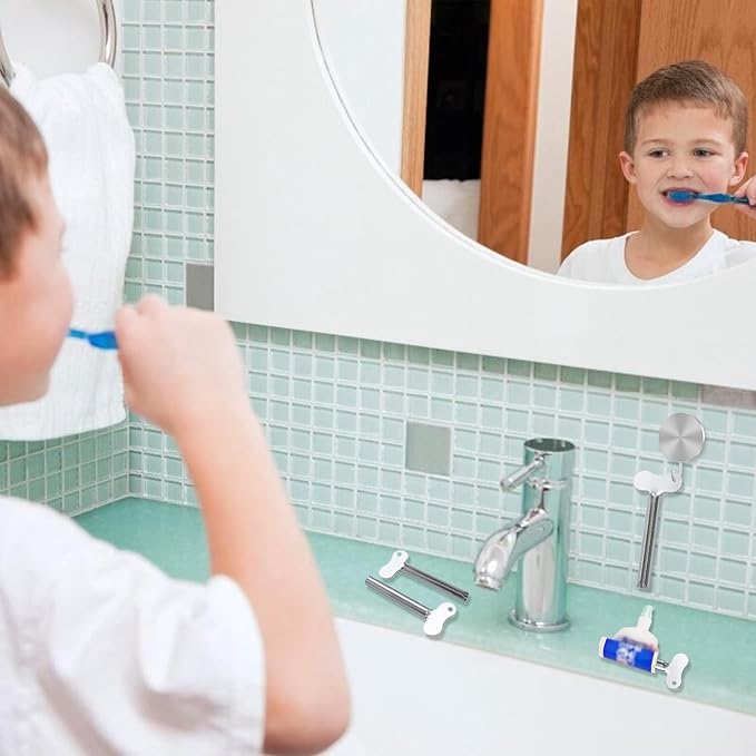 6 Pcs Toothpaste Squeezer, Metal Tube Squeezers, Stainless Steel Toothpaste Keys Roller Tube, Manual Dispenser Roller Tube Wringer for Toothpaste Paint,Cream, Cosmetic and Hair Dye(Silver)