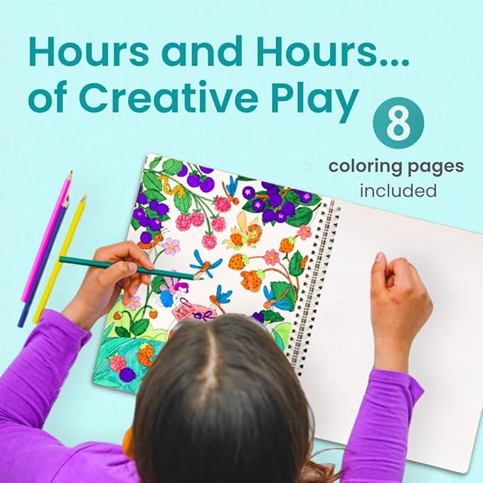 Fairies in The Garden by Cupkin, Toddler Sticker Book for Kids, Fairies Toy, Toddler Road Trip Essentials, 300+ Girly Stickers + 8 Sticker Scenes and Coloring Pages, Stickers Ages 2+