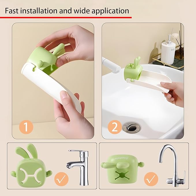 Rabbit Faucet Extender 4PCS, Sink Extender for Toddlers, Hand Washing, Suitable for Bathroom, Kitchen, Bathtub, Water Spout