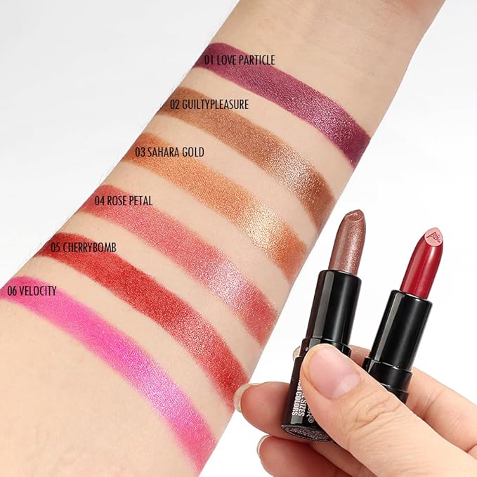 Anglicolor 6PC Mini Glitter Lipstick Set,High Pigmented,Lightweight Smooth Moisturizing Formula,Glossy Shine,Travel Size,Metallic Shimmer Lipstick Gift Sets For Women Girls Makeup kit