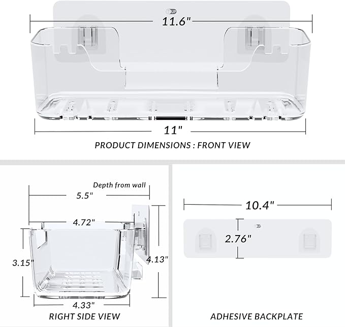 Bathtub Toy Storage – Clear Bath Toy Holder with Drainage Holes, Wall-Mounted No-Drill Organizer for Kids’ Tub Toys