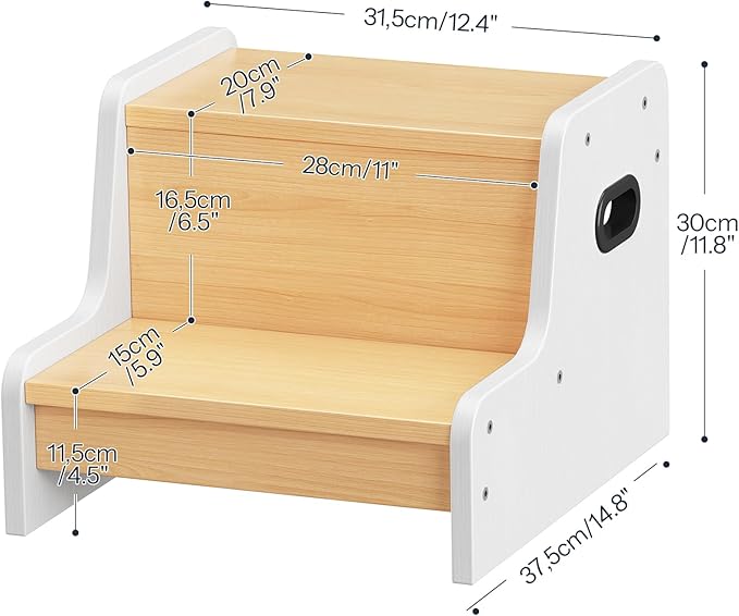 HOOBRO Step Stool for Kids, Two Step Toddler's Stool, Kids Potty Training Stool with Handles, Non-Slip Pads for Safety, Easy to Move, for Sink, Bathroom, Bedroom, White WN01JD01G1