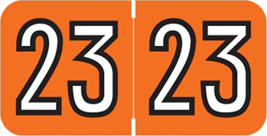 2023 Year Stickers, Doctor Stuff 2023 Chart Stickers, Orange/Black Coded, Barkley FYBAM Style, USA Made Year Labels for End Tab File Folders, 500/Roll, 1 Roll, 3/4" x 1-1/2"