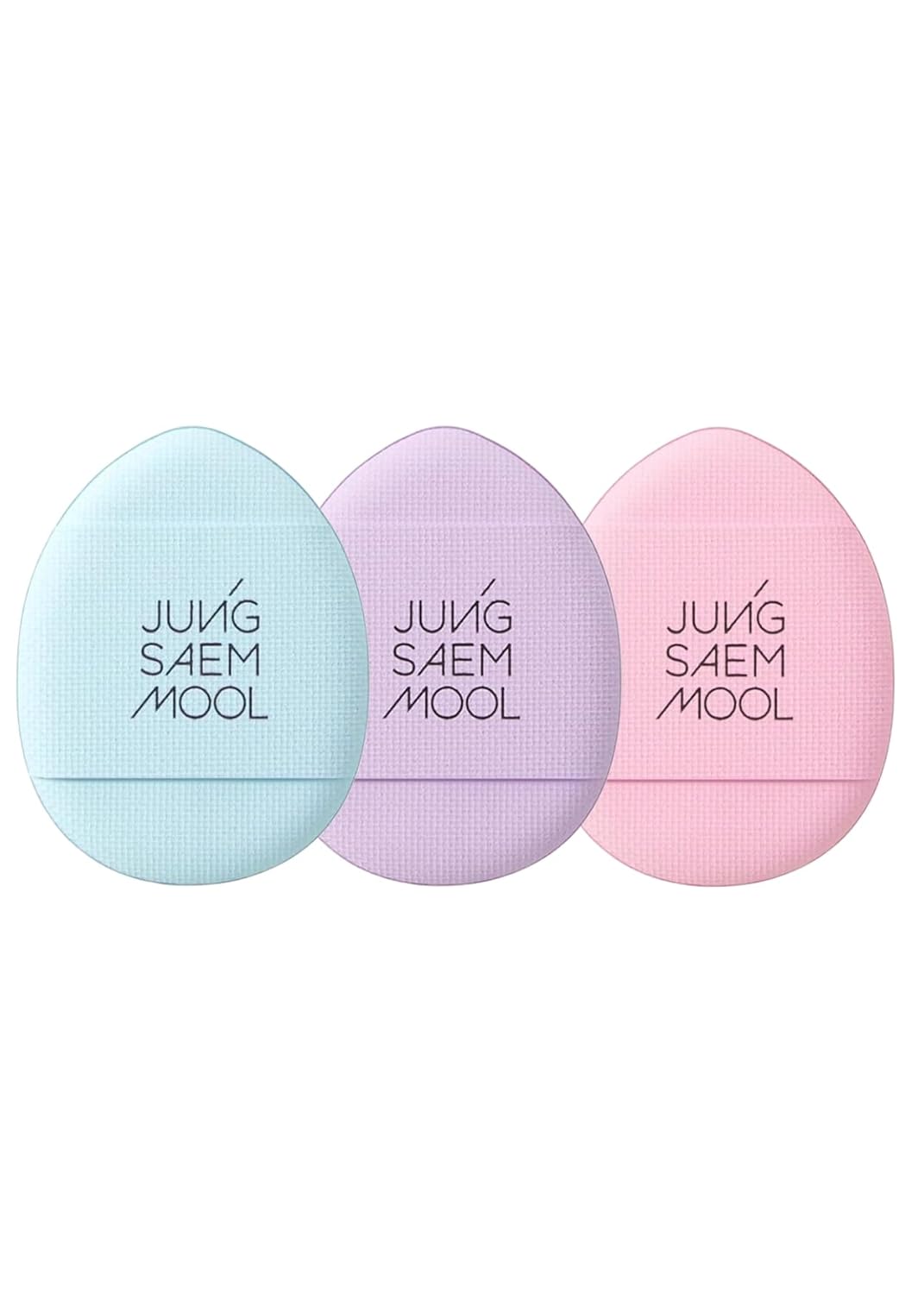 JUNG SAEM MOOL Skinny Tap Puff 3pcs Macaron Edition, Mini Precision Puff for Concealer and Touch-Up, Ultra-Slim Fitting Makeup Sponge for Seamless Coverage Around Nose Eyes Lips, Korean Beauty Tool