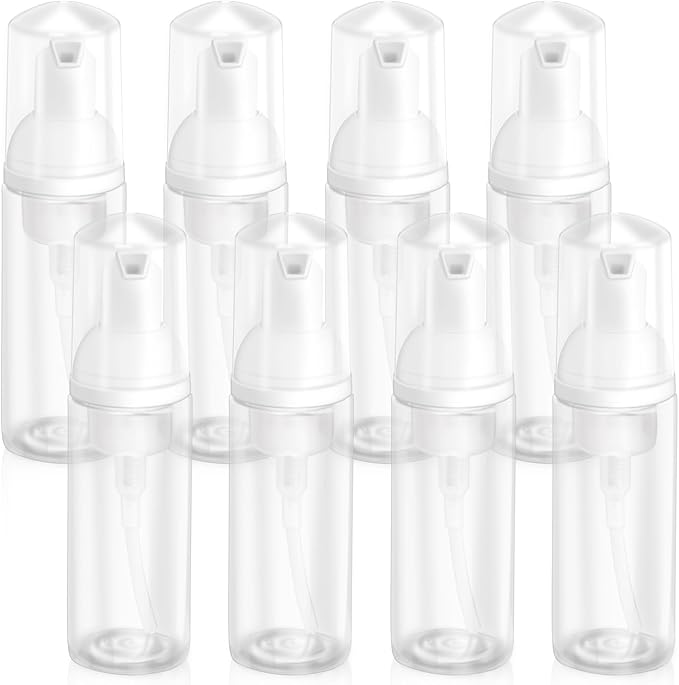 2oz Plastic Foam Pump Bottle, Empty Bottle Travel Foaming Dispenser for Hand Soap, Shampoo (8Pcs, 60ml)