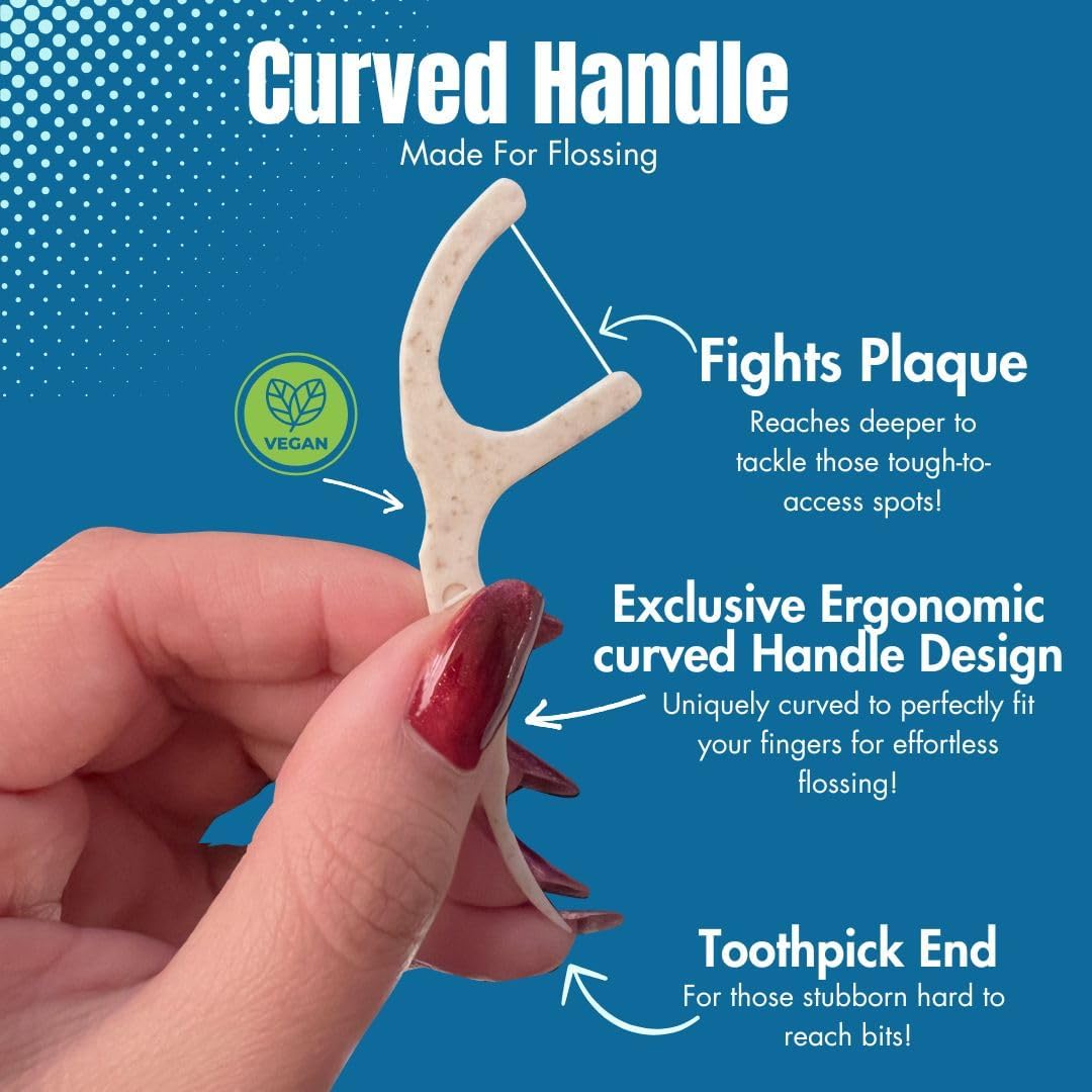 Plant Based Floss Picks(220pcs) with Travel Case- Planet-Friendly Thin Single Thread Dental Picks, Shred-Resistant- Easy Glide for Plaque Removal & Gentle on Gum -Oral Care for Adults & Kids