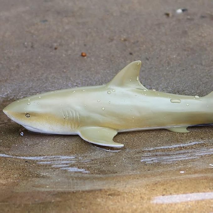 Gemini&Genius Marine Animal World Toy Lemon Shark Ocean Shark Action Figure Sea Animal Great White Shark Action Figure Soft Rubber Toys Role Play Swimming Pool Beach Bathing Toys for Kids
