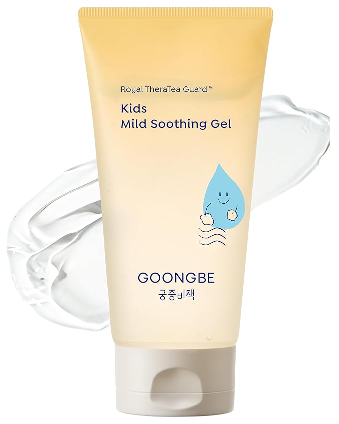 GOONGBE Kids' Mild Soothing Gel - Korean Kids After Sun Care Quick Soothing for Face and Body - Redness Relief Moisturizing Gel with Cica and Hyaluronic Acid - Allergen Free Scent, 5.07 fl.oz.