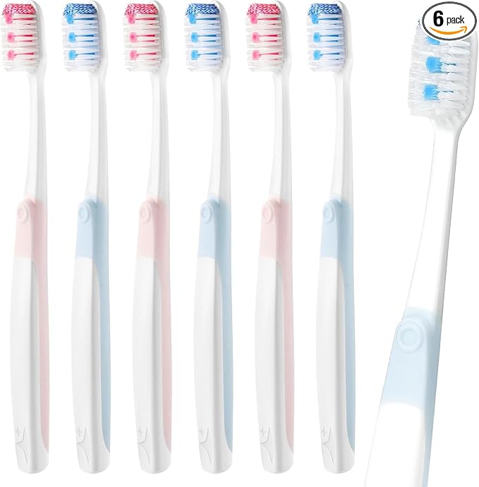 Pro Stain Eraser Medium Toothbrushes for Adults, Whitening Toothbrush with Spiral Medium Bristles for Smoke Tea Coffee Stain, Deep Plaque Removal, Rounded Bristle Tips for Gentle Cleaning