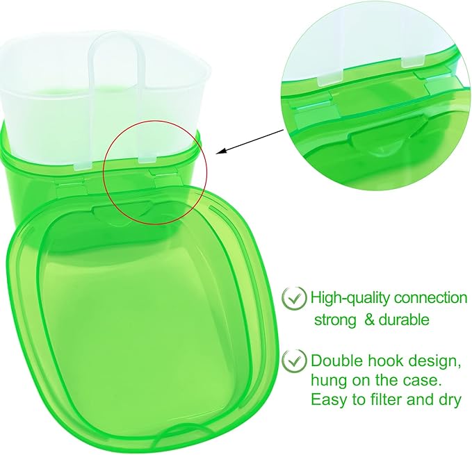 Keedolla Denture Cups for Soaking Dentures, Denture Cleaning Case Retainer Container Mouth Guard Bath Box Holder Case with Brush for Night Guard, Gum Shields and Dental Appliances