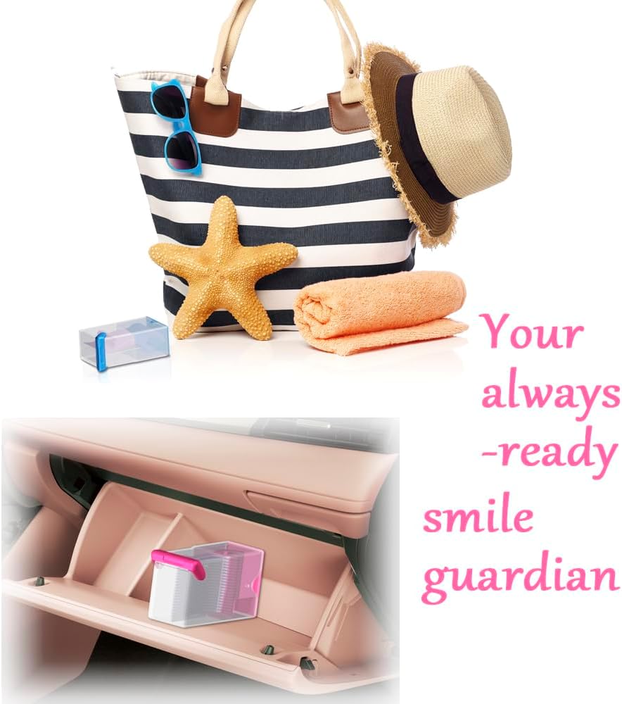 Shaker Dental Floss Picks Travel Case for On-The-Go, Dispenser + Cartridges, Each Cartridge Contains 20 High-Performance Floss Picks (1 Dispenser + 5 Cartridges, Red)