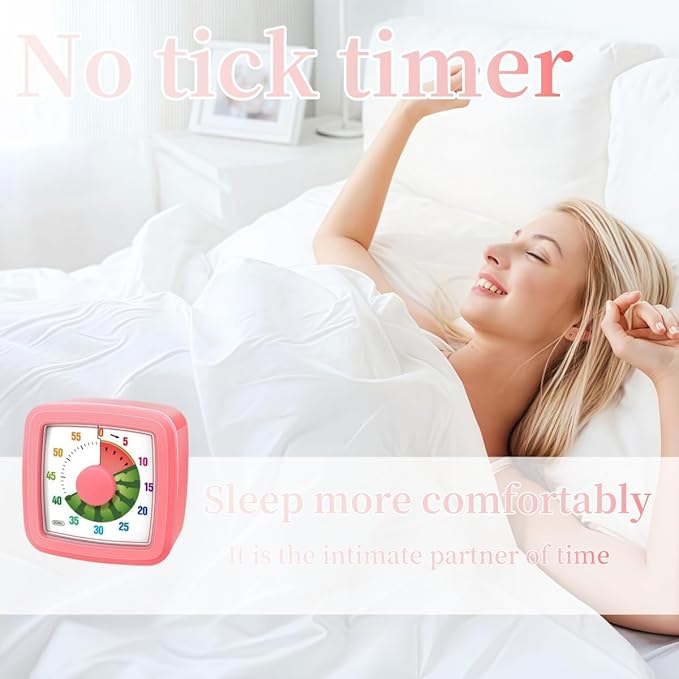 Kids Visual Timer for Kitchen,Classroom,Cooking,Learning,Bedroom,Office, 60-Minute Countdown Pomodoro Timer for Kids with Autism ADHD (Watermelon Style)