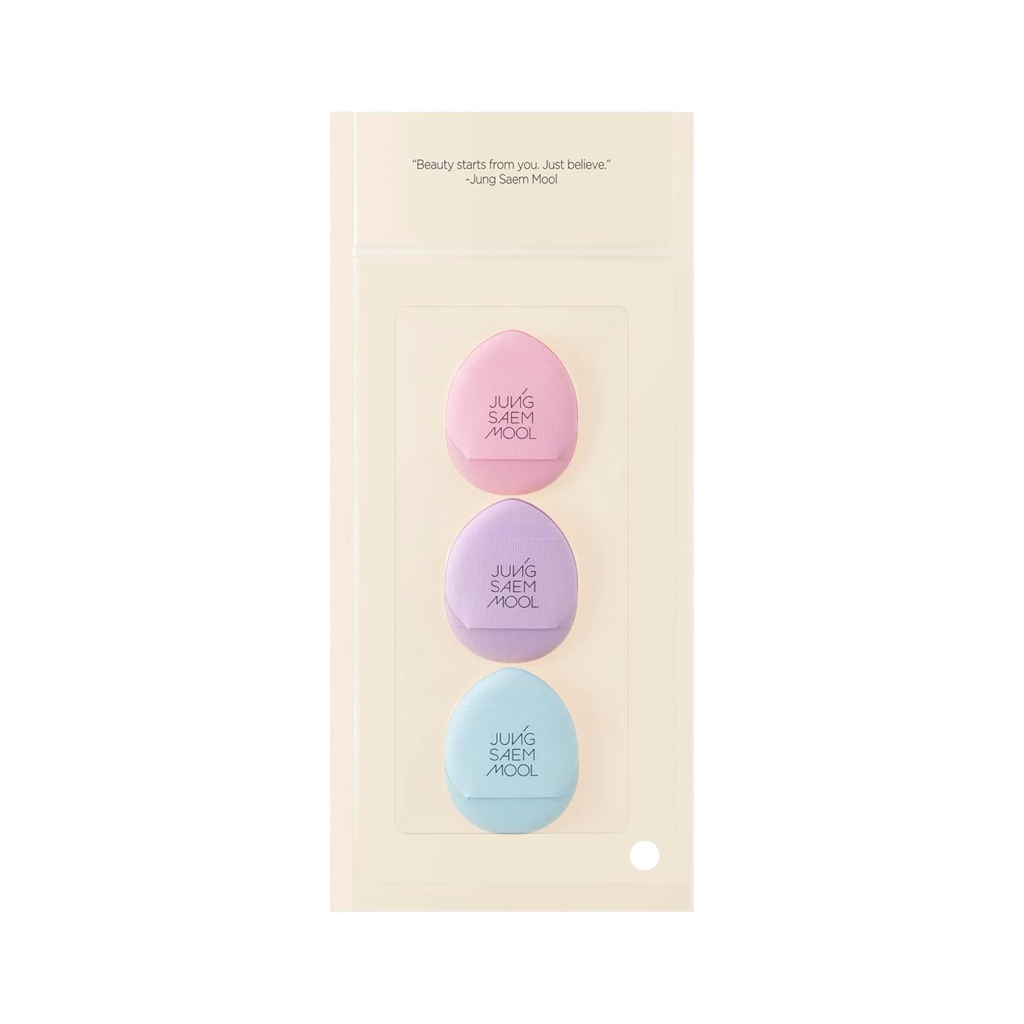 JUNG SAEM MOOL Skinny Tap Puff 3pcs Macaron Edition, Mini Precision Puff for Concealer and Touch-Up, Ultra-Slim Fitting Makeup Sponge for Seamless Coverage Around Nose Eyes Lips, Korean Beauty Tool