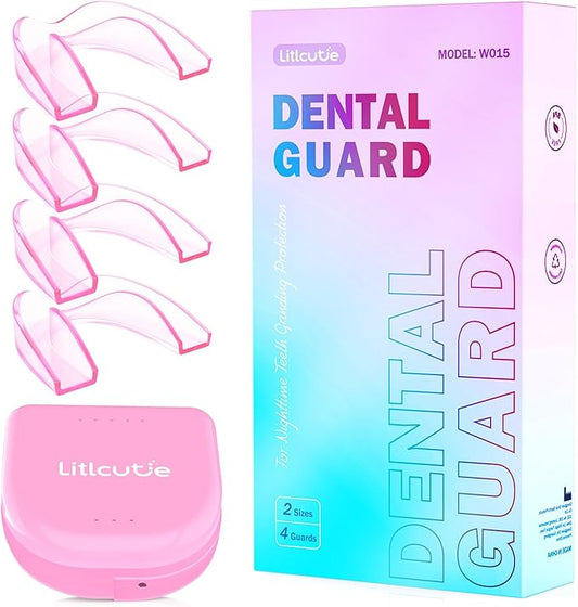 Large Mouth Guard for Grinding Teeth at Night, Night Guards for Teeth Grinding,Mouthguards for Grinding of Teeth, Sleep Guard with 2 x 5X Mirror Mouth Guard Case, Large (4 Pack)