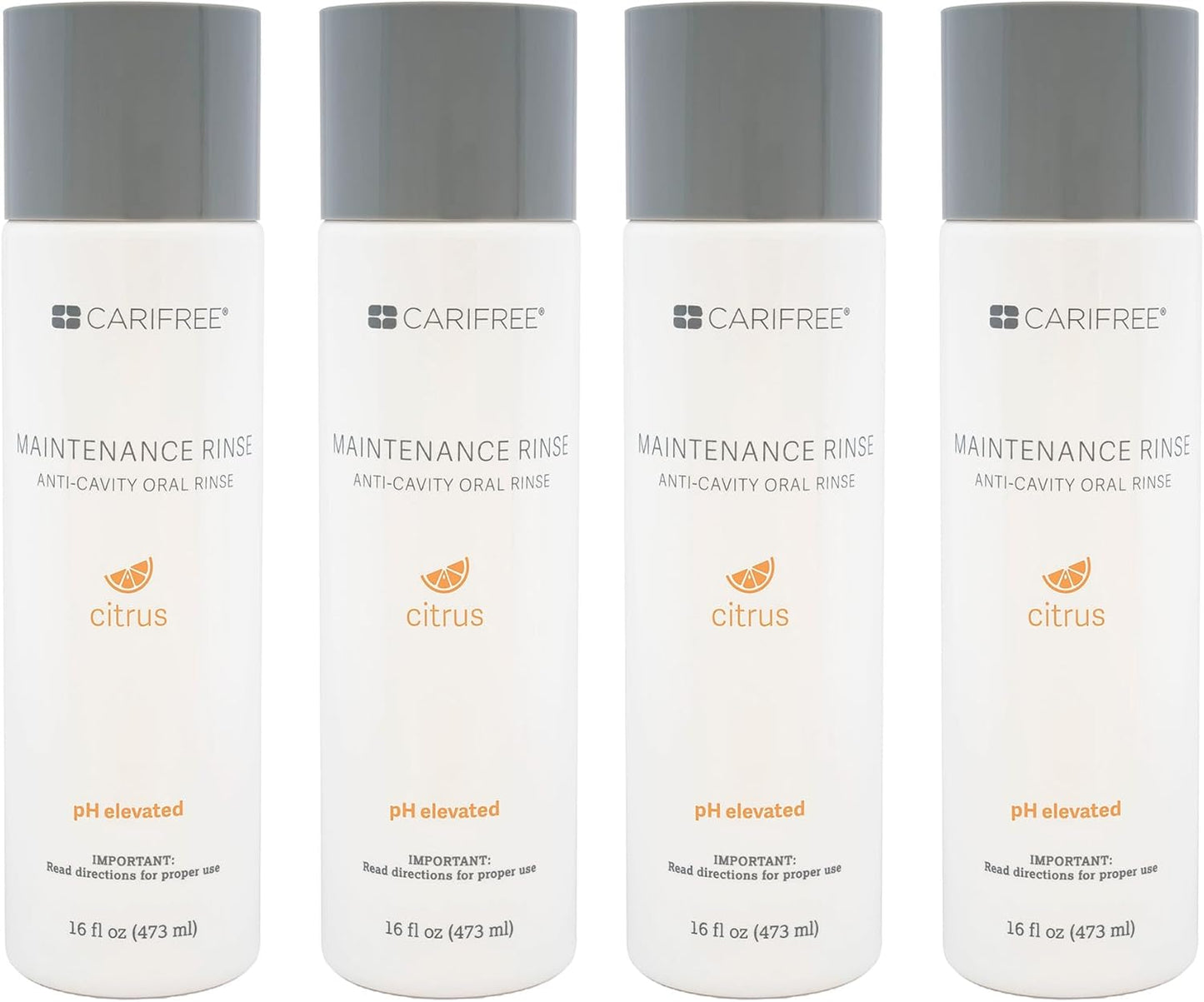 CariFree Maintenance Rinse, Citrus Flavored, Anti-Cavity Fluoride Mouthwash, Dentist Recommended, Prevents Oral Decay, Freshens Breath, Alcohol-Free, Neutralizes pH (16 Fl Oz (Pack of 4)