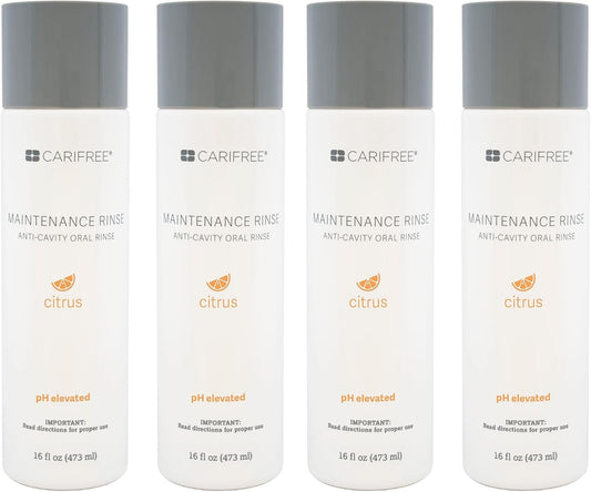 CariFree Maintenance Rinse, Citrus Flavored, Anti-Cavity Fluoride Mouthwash, Dentist Recommended, Prevents Oral Decay, Freshens Breath, Alcohol-Free, Neutralizes pH (16 Fl Oz (Pack of 4)