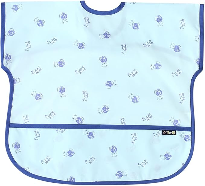 Short Sleeve Waterproof Bib for Toddlers – Easy Clean Feeding Apron for Mealtime, Daycare, Self-Feeding, Lightweight