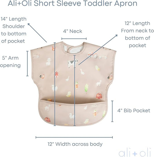 Ali+Oli Smock Bibs for Babies, BPA-Free Oeko-Tex Certified, Waterproof Baby Smock, Machine Washable, Toddlers Ages 6m+