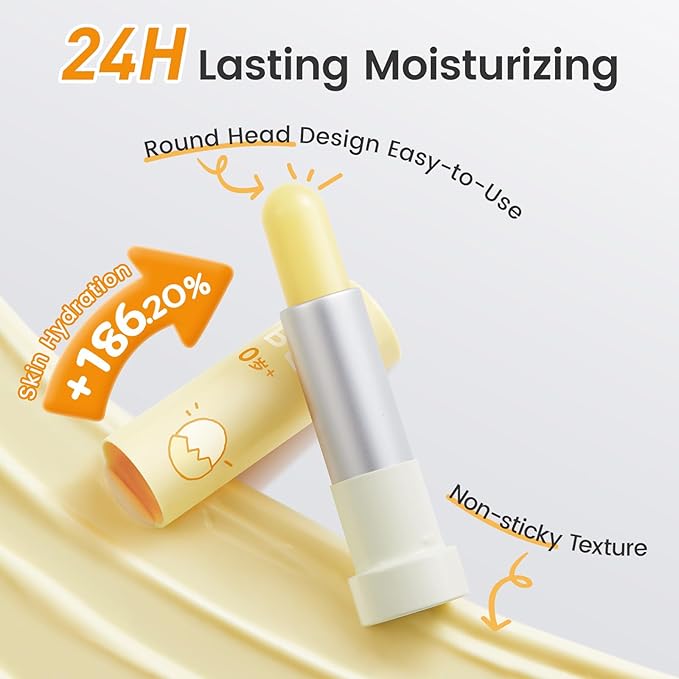 RUNBEN Baby Lip Balm with Egg Yolk Oil, Super Rich Moisturizing Kids Lip Balm, 24H Deep Nourishing, Safe Lip Care for Toddler Chapped Lips, Non-toxic & Fragrance Free, 4.2g