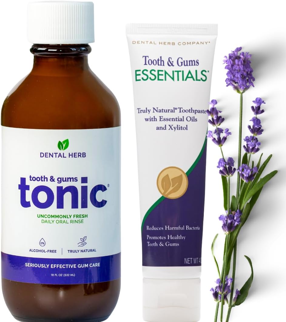 Healthy Gums Starter Kit – Tooth & Gums Tonic (18 oz) + Essentials Toothpaste | Fluoride-Free, Alcohol-Free, Vegan, Plant-Powered Oral Care by Dental Herb Company