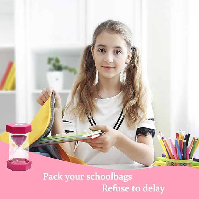 5 Minutes, Sand Timer, Hourglass Sandtimer, Kitchen Timer Digital for Cooking, Sandclock for Games, Classroom, Kitchen, Toothbrush Timer, Decoration, Pink