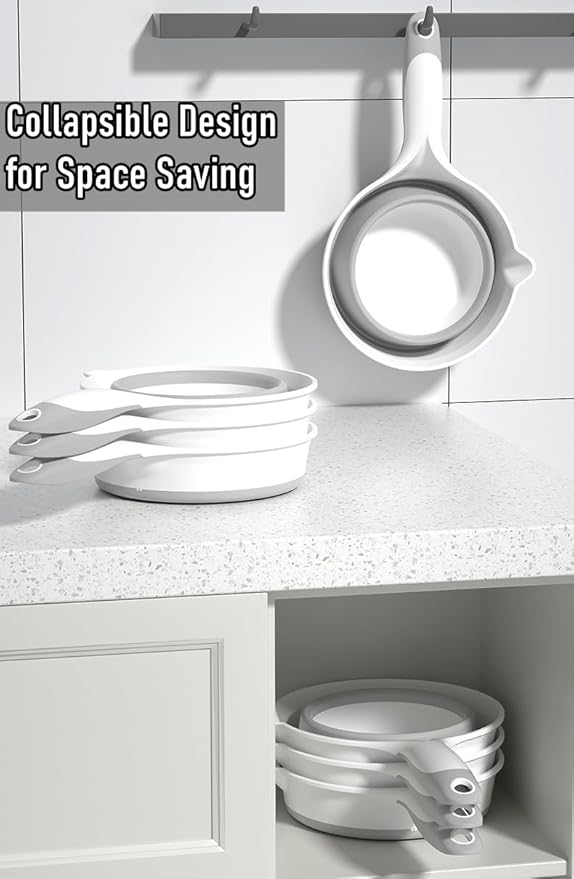 Collapsible Plastic Water Ladle Folding Scoop for Bath Soaking Cleaning, Portable Water Pourer Dipper Spoon for Camping Travel, Small Shower Bucket Basin Tub Rinse Cup Mug for Hair Washing, Gray