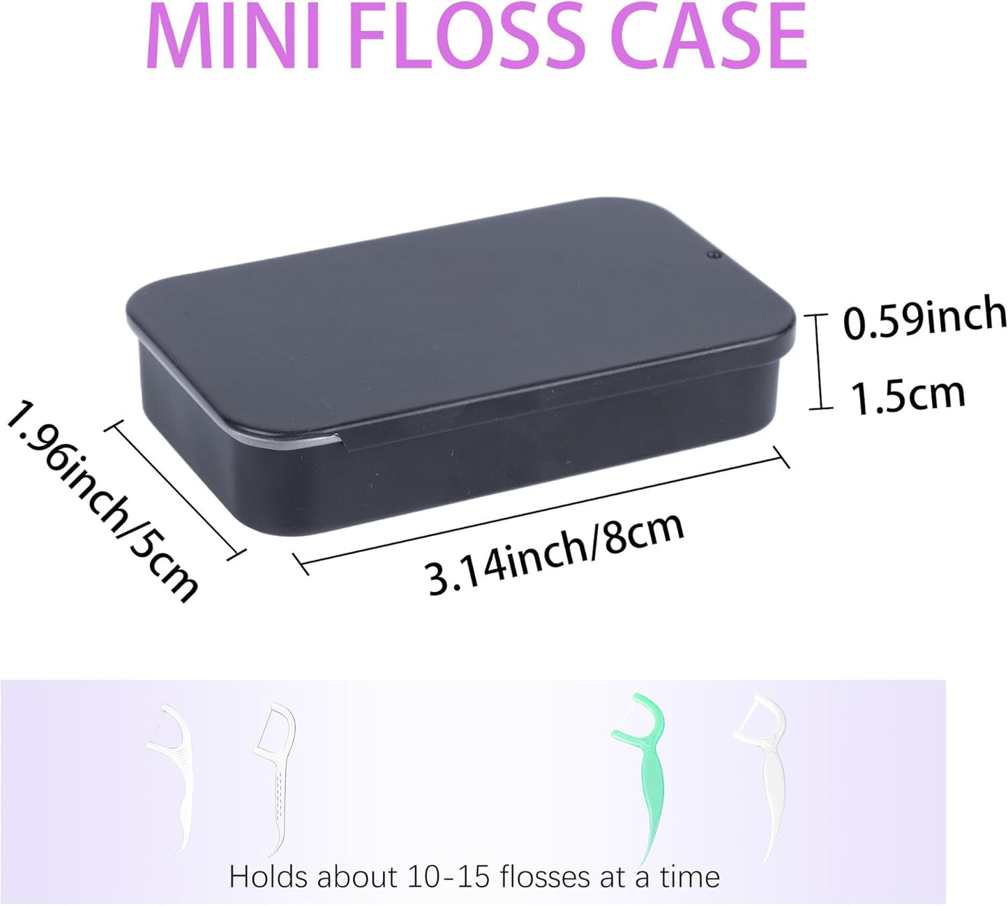 2Pack Dental Floss Portable Case,Dental floss Dispenser,Storage 24 Picks Adult Floss in Box,Refillable Glide floss,Portable Travel Floss Box for Travel(Black)