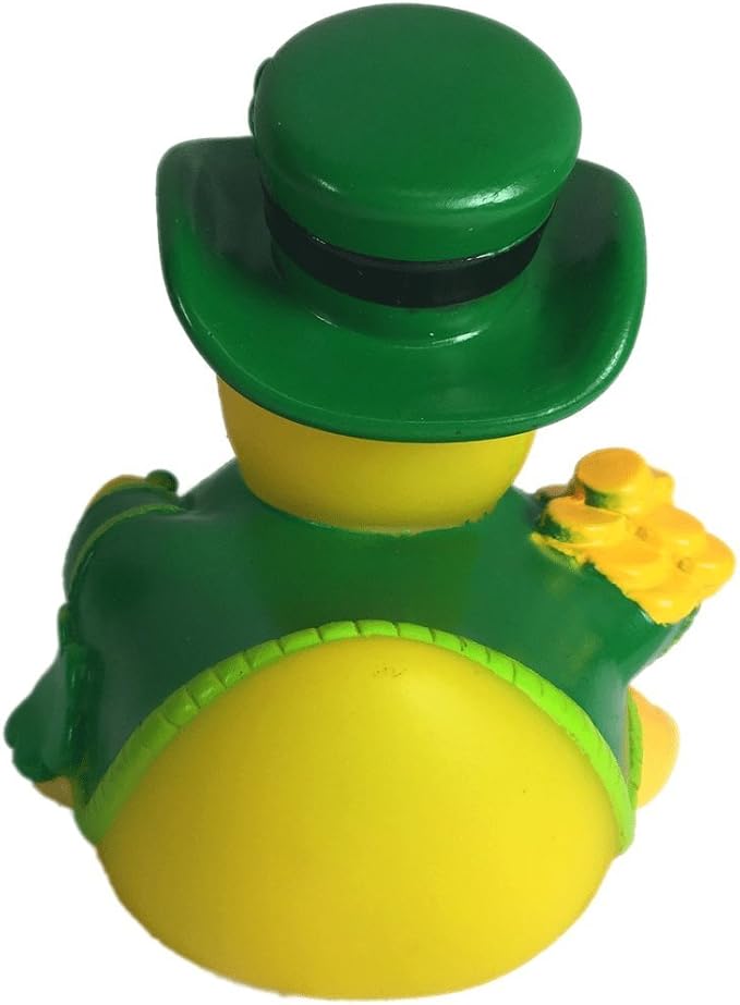3" Rubber Duck [Sealed Hole, Floats Upright] - Baby Safe Bathtub Bathing Toy - Leprechaun Rubber Duck