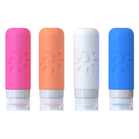 Travel Bottles for Toiletries, TSA Approved Travel Containers 3oz Leak Proof Travel Tubs Refillable Liquid Travel Accessories for Shampoo Conditioner Lotion Body Wash(Multicolored D)