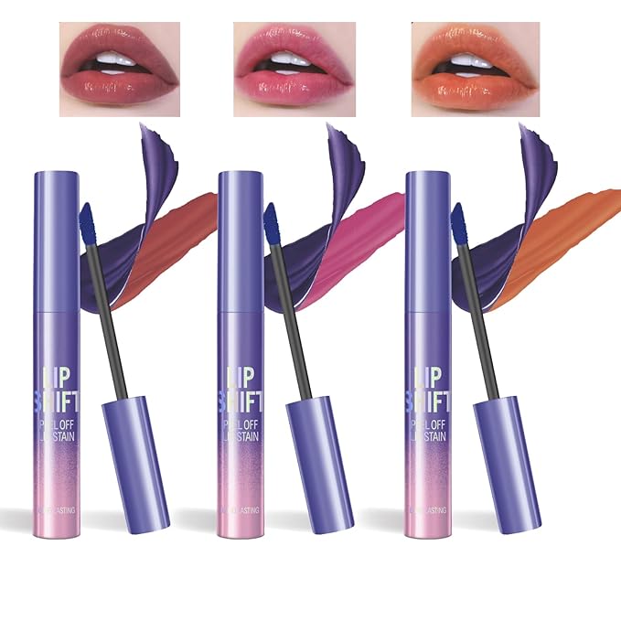 3 Colors Lip Stain Peel Off, Peel off Lip stain, Lip Tint Stain, Peel off Lip Liner Stain, Lip Stain Peel off Tint Tattoo Color Waterproof Long-Lasting, No Smudging（3PCS）