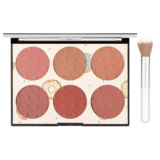 KYDA 6 Colors Blush Palette, Matte and Shimmer Blush Palette, Smooth Blendable Powder, Multiuse Blusher Makeup with Contour Highlighter-Set A